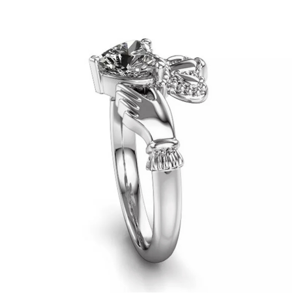New Clear CZ Silver Claddagh Ring. - Picture 4 of 6